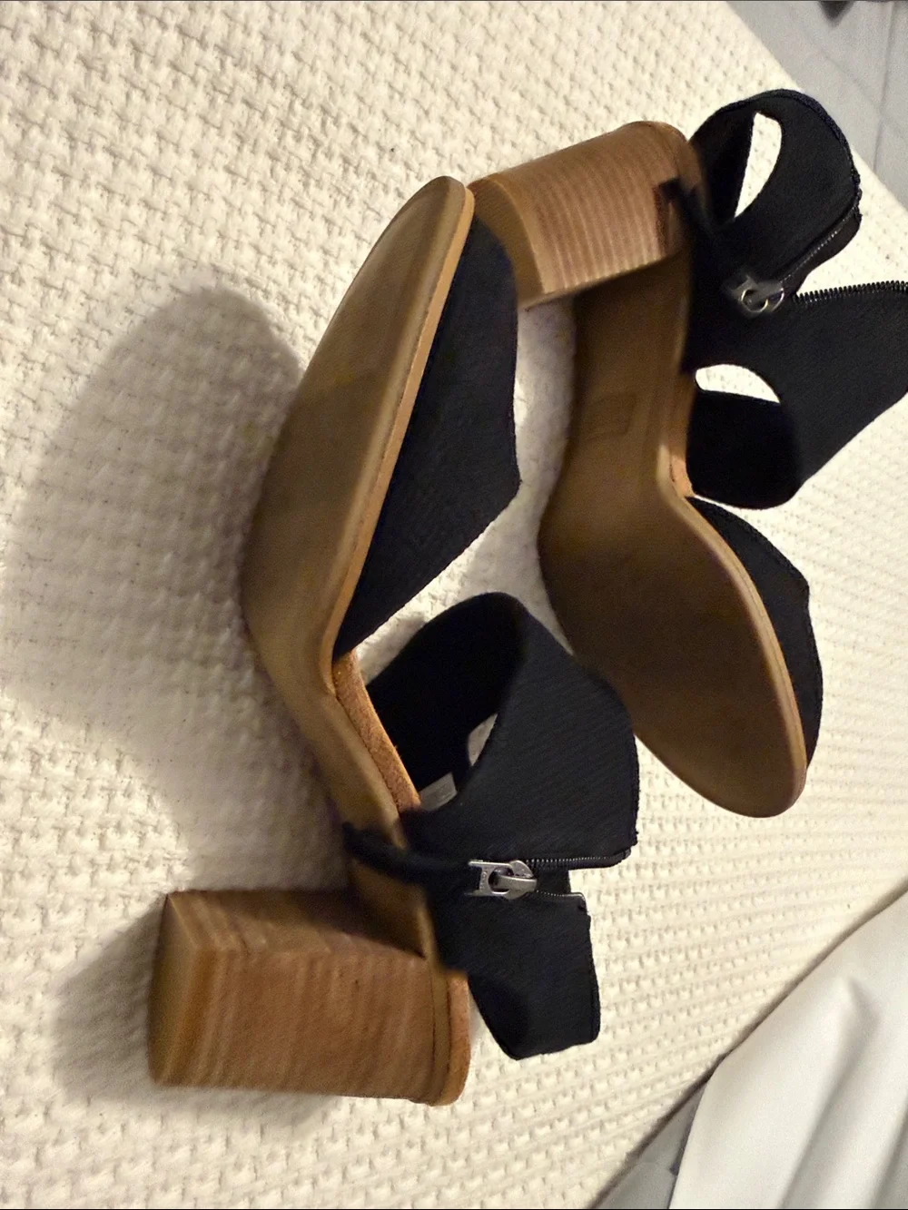 Toms Black Mary Jane Heels with Ankle Strap